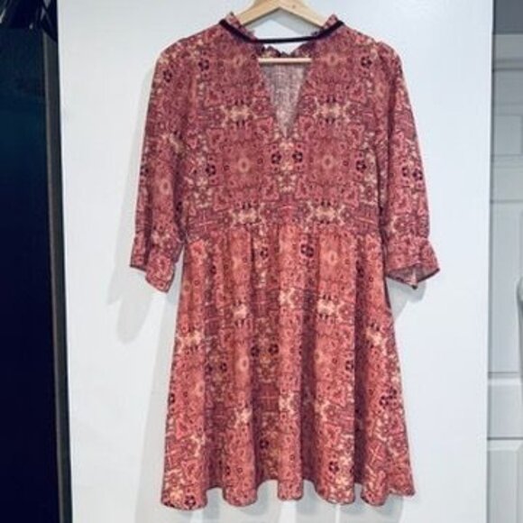 For Love and Lemons Geneva Mini Dress Size Small Red and Pink Printed Feminine - Picture 2 of 7